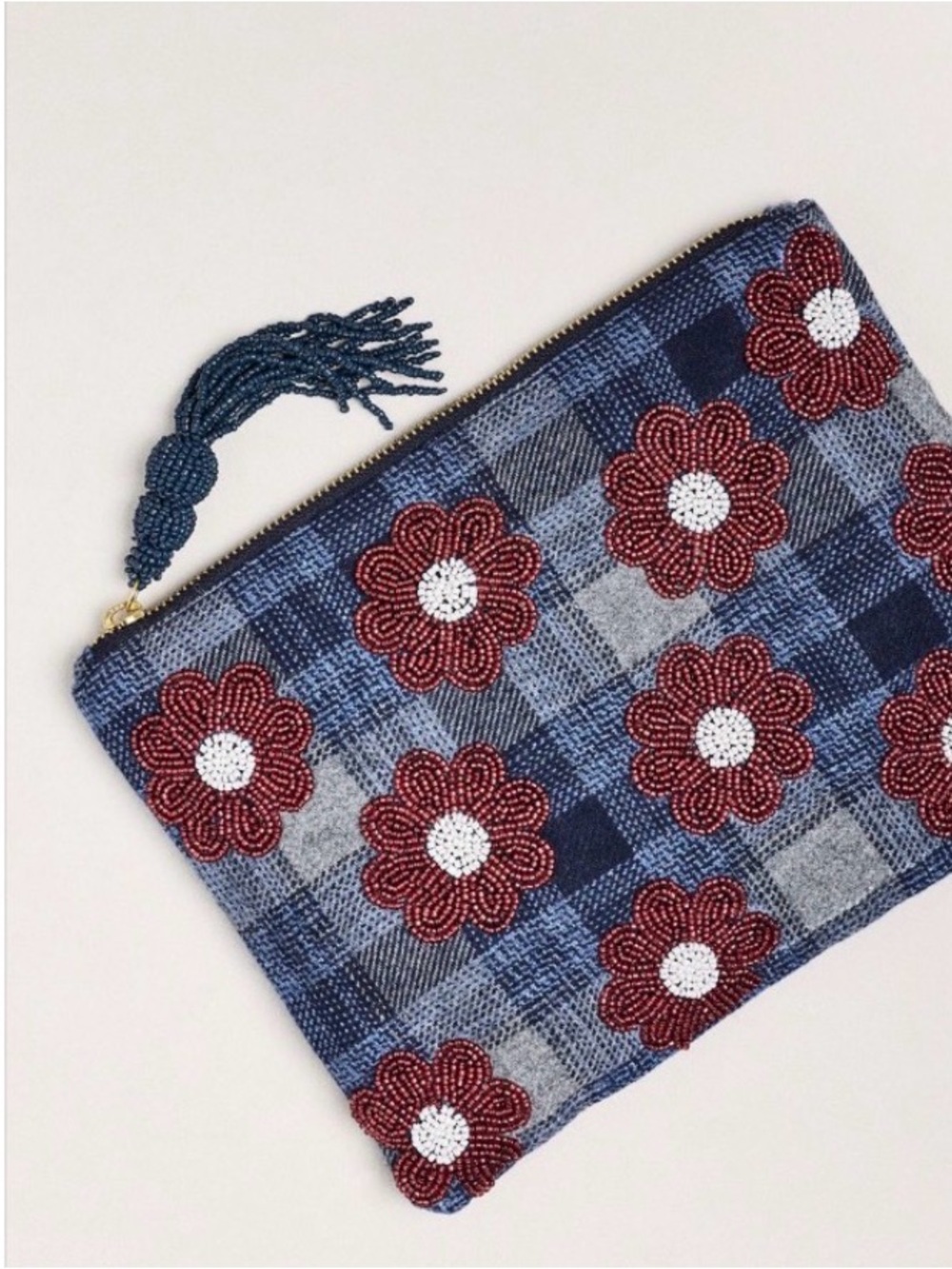 Anthropologie Fiona Large Beaded Clutch NWT